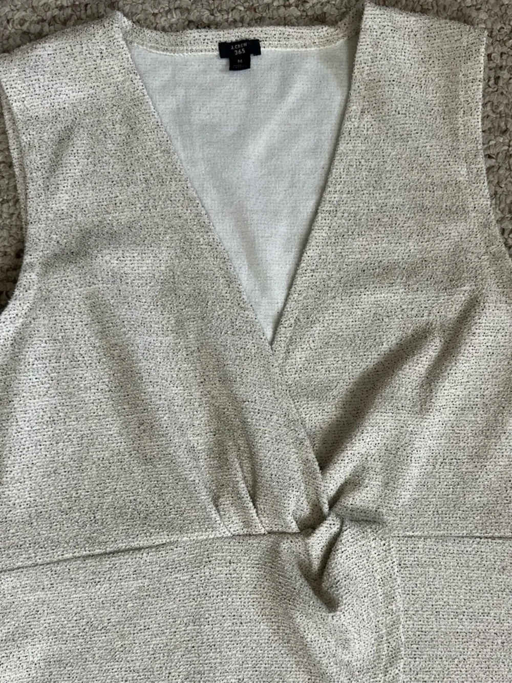 J Crew Peplum V Neck Top Beige & Black Size Medium